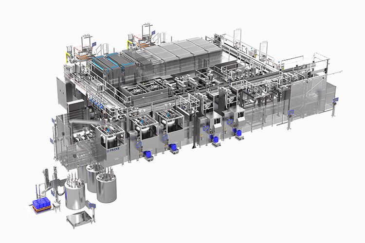 FRICKE-Multiplex: intelligentes, vernetztes Fertigungssystem mit Dosier- und Abfüllanlagen – Automatisierungstechnologie für die Parfüm- und Aromenindustrie.